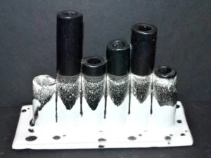 Vase Soliflore Porte-pinceau en céramique noir et blanc