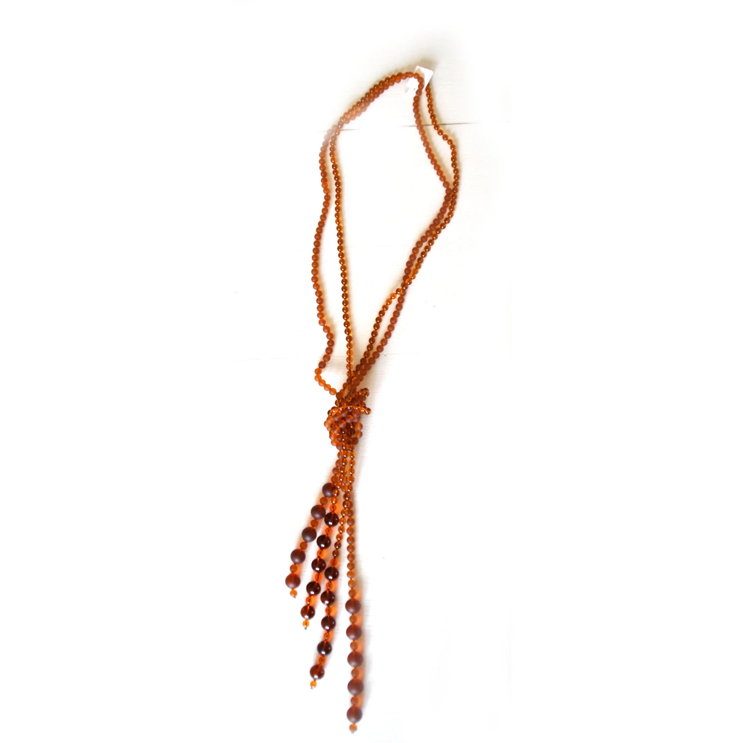Collier cravate sautoir VINTAGE en verre ambre