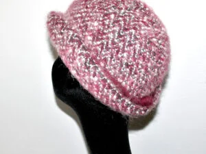 Chapeau Melon VINTAGE Femme en Tweed Rose