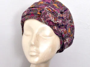 Chapeau Turban en Laine multicolore - Décor d'indienne VINTAGE