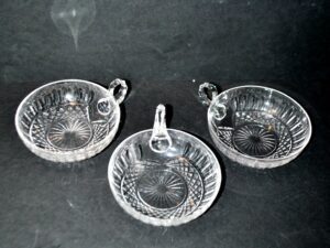 CRISTALLERIE LORRAINE Lemberg - Lot de 3 coupelles en cristal taillé proche Tommy