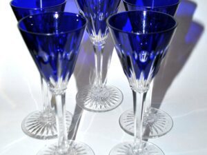 SAINT-LOUIS Série de 5 Verres colorés Nelly en cristal bleu cobalt - Roemer doublé