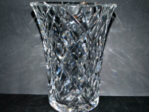 CRISGAR Vase évasé vintage en cristal taillé signé Cristallerie Crisgar 1950-1960