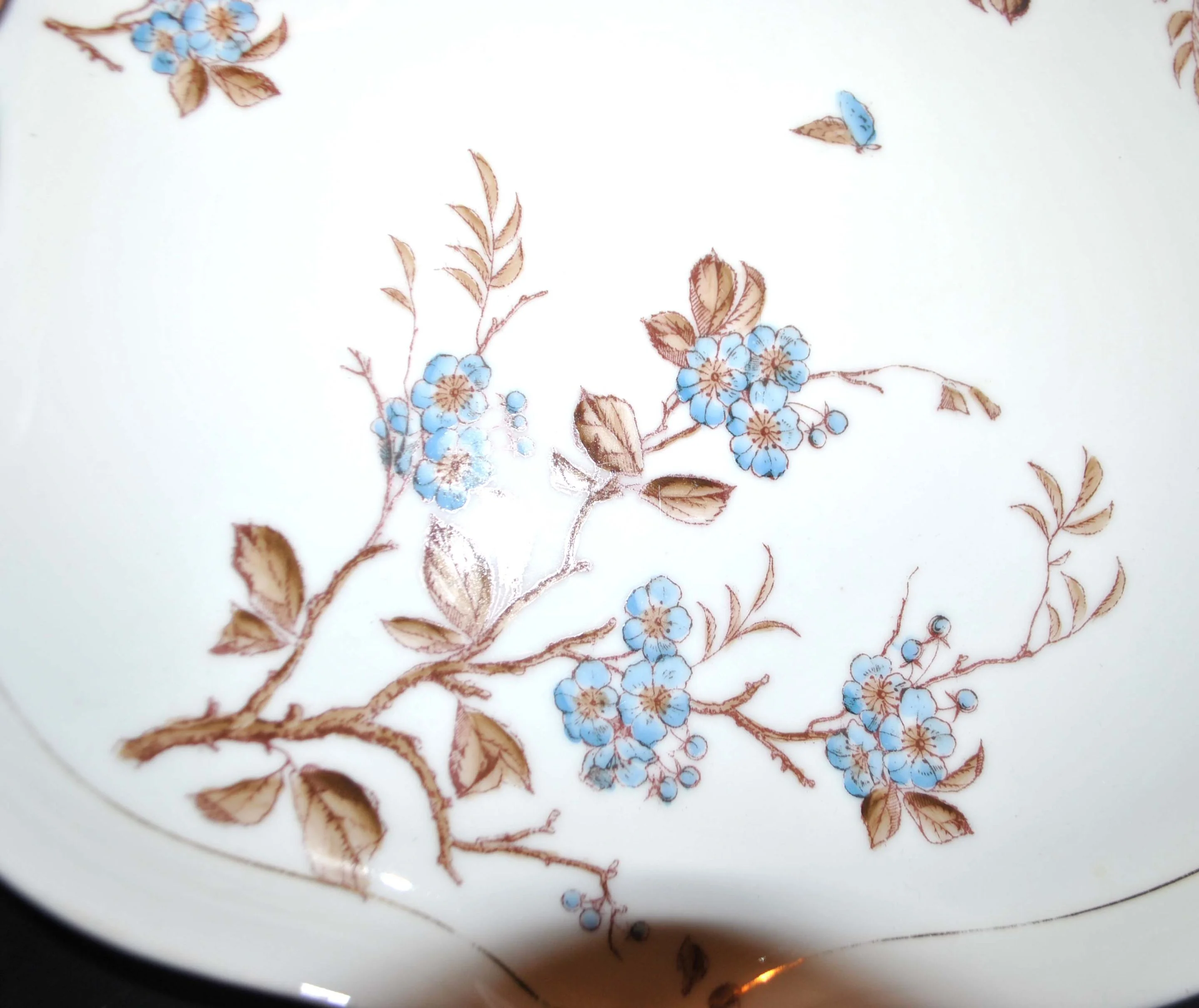 Plateau ancien "Sakura" en porcelaine peinte Fleurs de cerisier sépia – Image 7