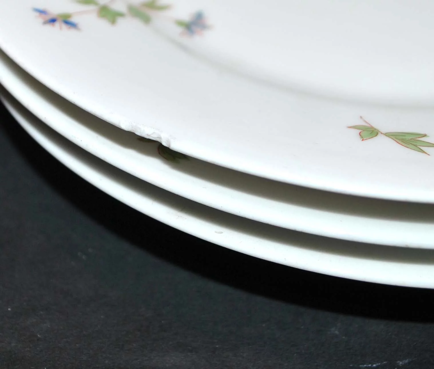 LIMOGES Assiettes et plats anciens en porcelaine modèle Barbeau bleuet 6 + 2 – Image 2