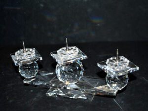 SWAROVSKI Bougeoir Chandelier triple en CRISTAL taillé signé 18cm