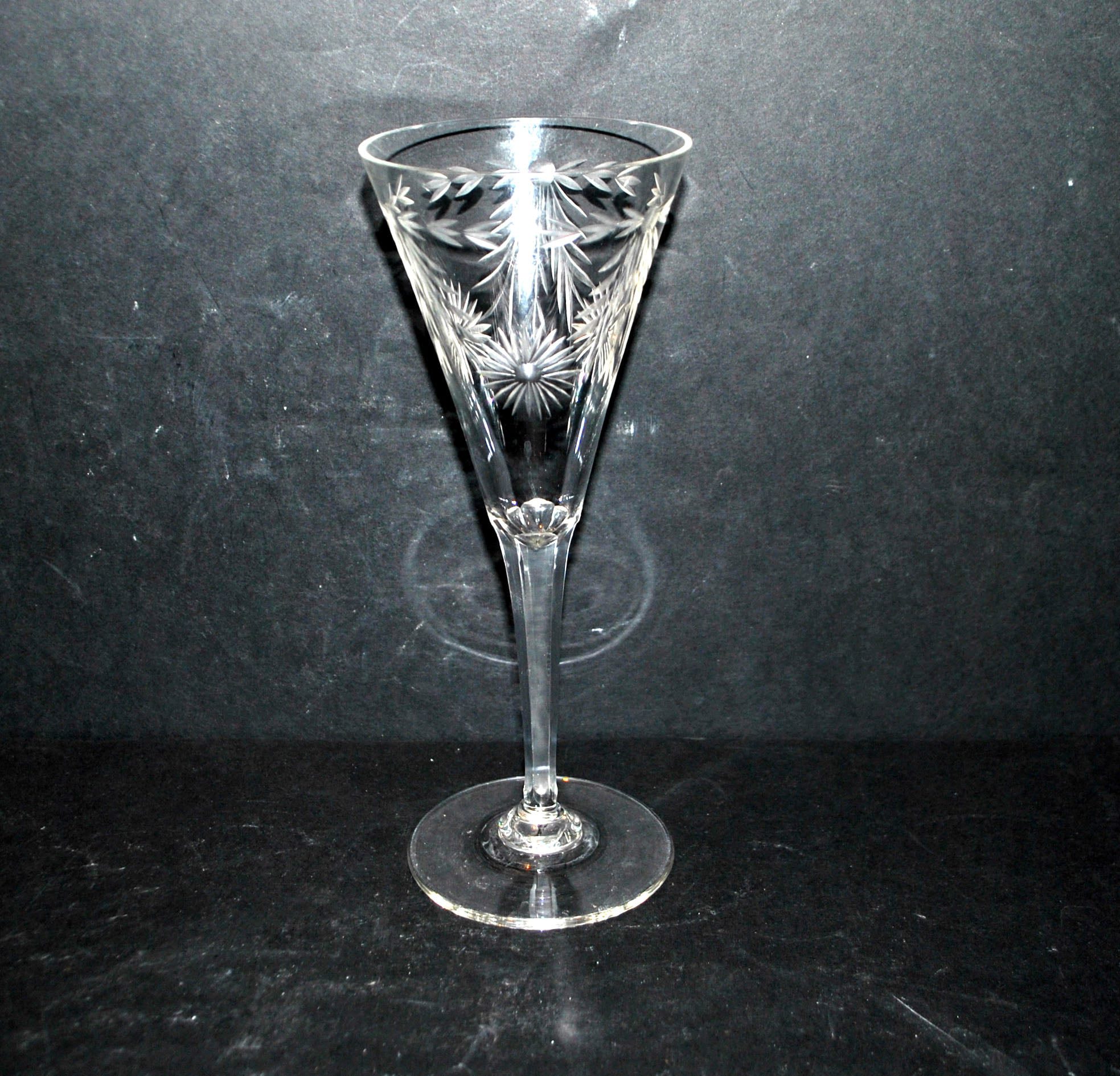 SAINT-LOUIS Lot 2 Verres flûte champagne Roemer CRISTAL gravé guirlande 1900 – Image 3