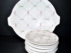 VALLAURIS? Lot d'assiettes à dessert et plat à tarte Céramique VINTAGE 1950-1960