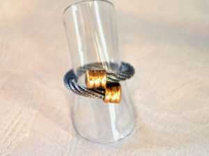 Bague vintage en plaqué Argent et vermeil - forme anneau maille T48