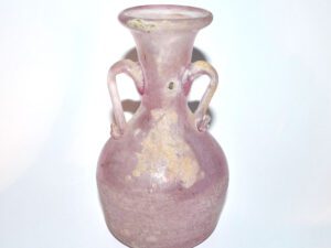 Vase amphore ancien en verre soufflé rose - Murano Italie Romain Antique?