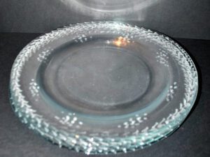 Lot de 6 grandes assiettes vintage en verre gravé 31cm
