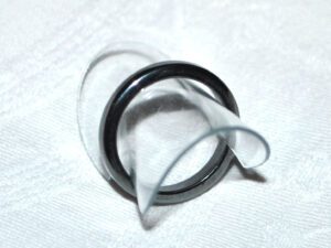 Bague vintage en hématite - anneau pierre grise métallisé - T54