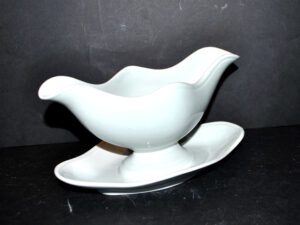 NIDERVILLER Saucière en faïence Opaque bleu gris "Niederweiler Steingut Fabrik"