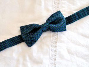 Zegna Italy - Nœud papillon vintage en soie bleu et vert - Costume homme gentleman