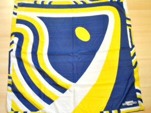 TED LAPIDUS Foulard Carré jaune bleu Design graphique vintage 85cm