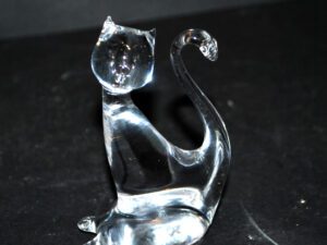 VALLERYSTHAL Sculpture CHAT Statuette en cristal vintage