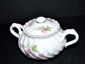 LIMOGES HAVILAND Sucrier rond TORSE rose en porcelaine Sylvie 1960