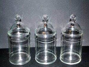 Lot de 3 Pots à biscuit en verre soufflé - Boite Bonbonnière Bocal 10x24