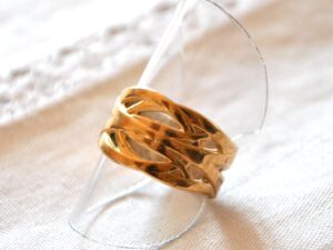 Bague vintage en plaqué Or motif Art Nouveau entrelac T.54 poinçon TL