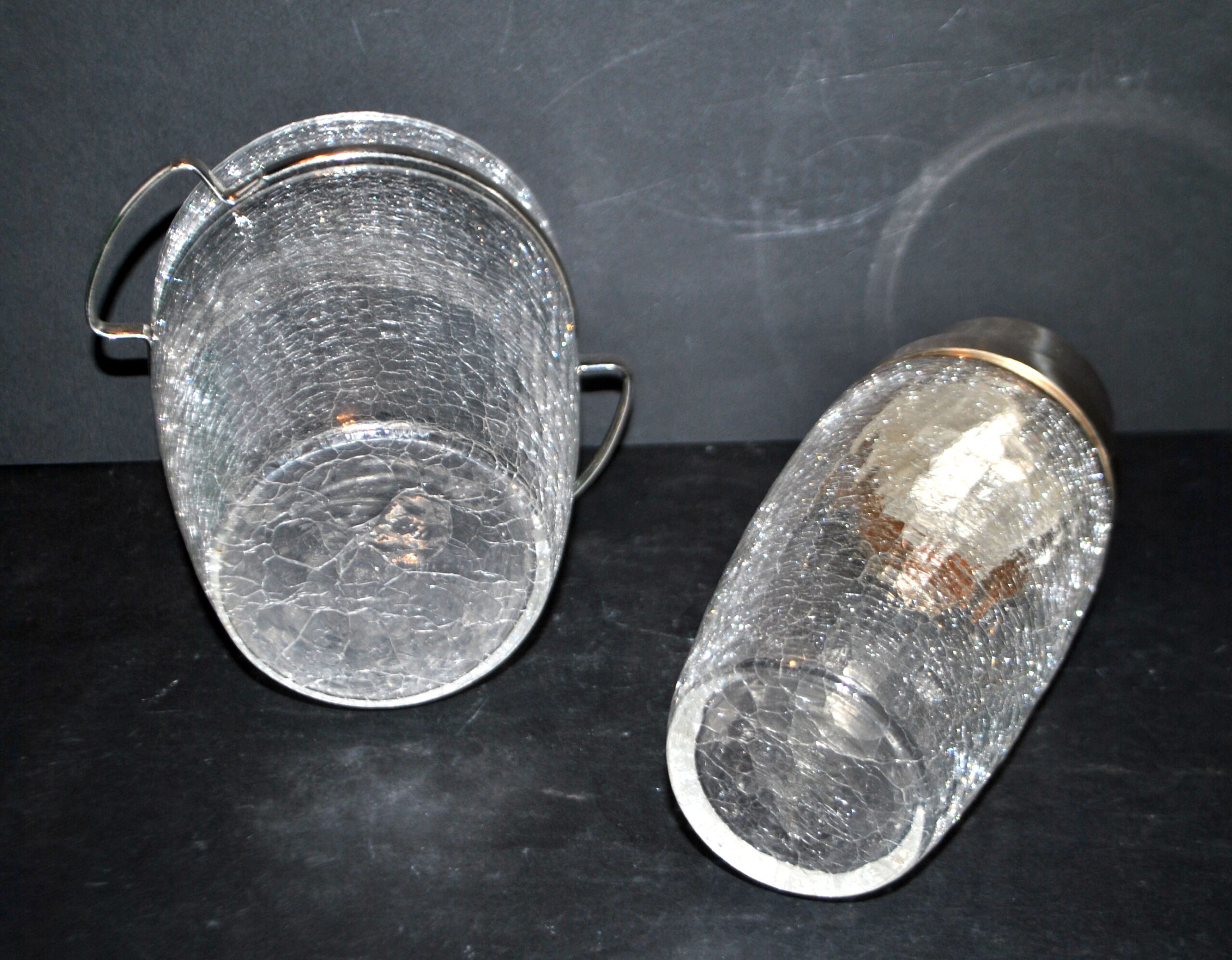 Shaker et Seau à glaçon en verre craquelé vintage et métal chromé BAR rétro – Image 4