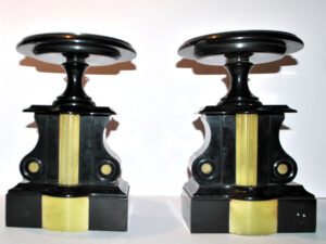 Lot de 2 Cassolettes Napoléon III - Socle sellette notaire en marbre noir ancien