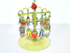 Présentoir vintage 12 marque-verre fleur en verre filé coloré Murano bijou
