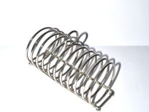 Porte-toast vintage en métal argenté Design pied boule 1960 BRUNCH