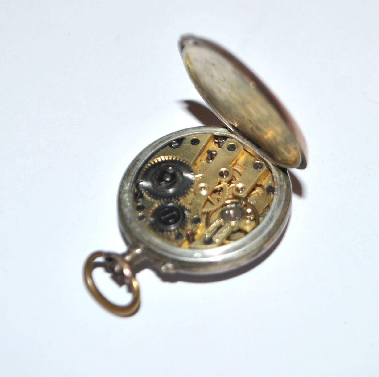 Montre gousset ancienne 1900 en Argent 800 et Vermeil Mouvement HS – Image 13