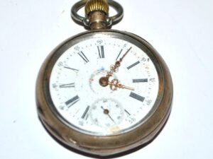 Montre gousset ARGENT 800 cadran émaillé fleuri - Adolf Schamber 6.5cm 78g