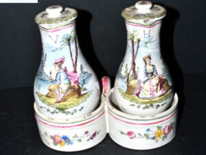 Faïencerie VEUVE PERRIN Marseille Huile Vinaigre Serviteur muet faïence 18e s
