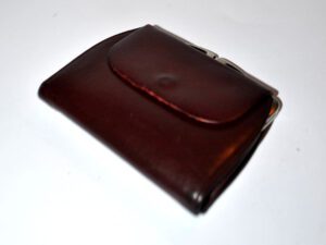 Portefeuille vintage en cuir rouge bordeaux compagnon porte-monnaie maroquinerie