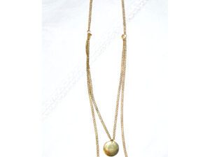 Collier vintage doré chaîne double maille fine médaille 40cm
