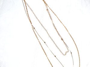 Collier vintage sautoir doré 3 rang de chaîne maille fine 50cm