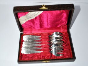 GULDEN Lot 6 Fourchettes à dessert ART DECO en métal argenté 13 cm Alsace