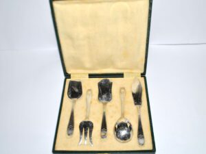 Service couvert à mignardise hors-d'œuvre moderniste DESIGN 1950 orfèvre SA Lys