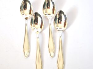 DEETJEN Lot 4 cuillères à moka café en métal argenté DESIGN Moderniste
