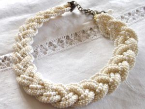 Collier ethnique ras-de-cou en perles tressées vintage 41 cm Boho