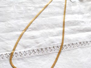 Collier maille miroir en Plaqué Or tressage plat - sautoir vintage