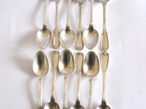 Lot 12 cuillères à café en métal argenté classique 1900 Orfèvre BOULENGER 14cm
