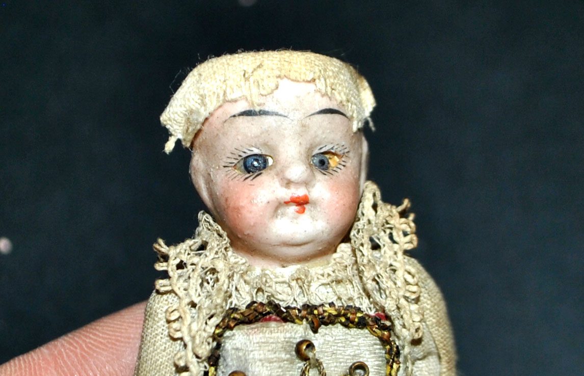 Poupée miniature mignonnette porcelaine 1900 - Antique doll 8cm – Image 12