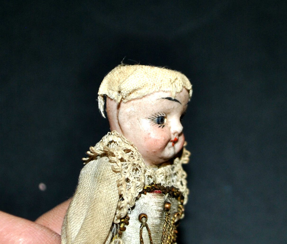Poupée miniature mignonnette porcelaine 1900 - Antique doll 8cm – Image 13