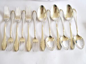Lot 12 couverts table fourchette + cuillère argenté allemand WELLNER SILBER 21cm