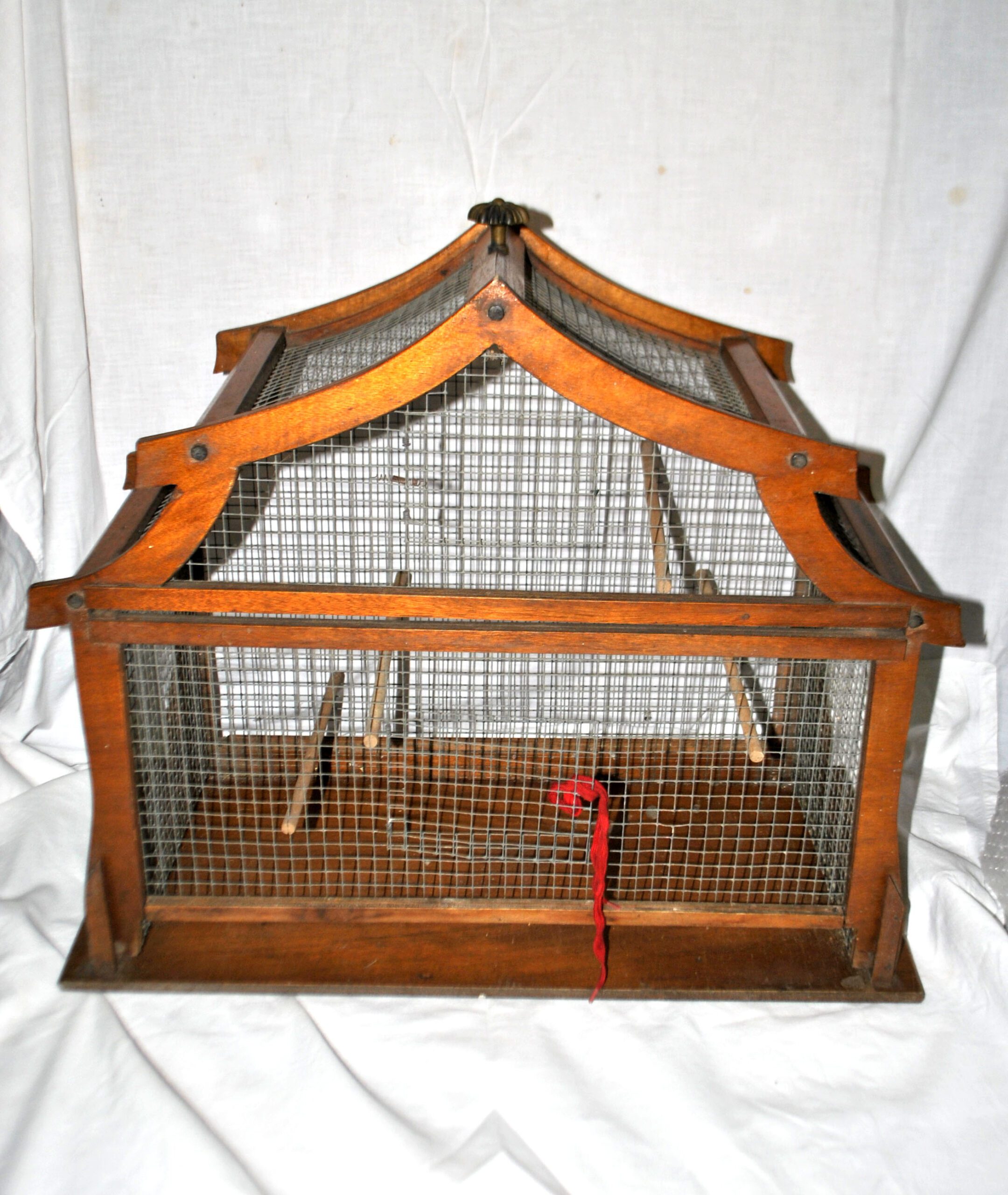 Grande cage à oiseau vintage en bois et métal - Fabrication Artisanale 1960 – Image 2