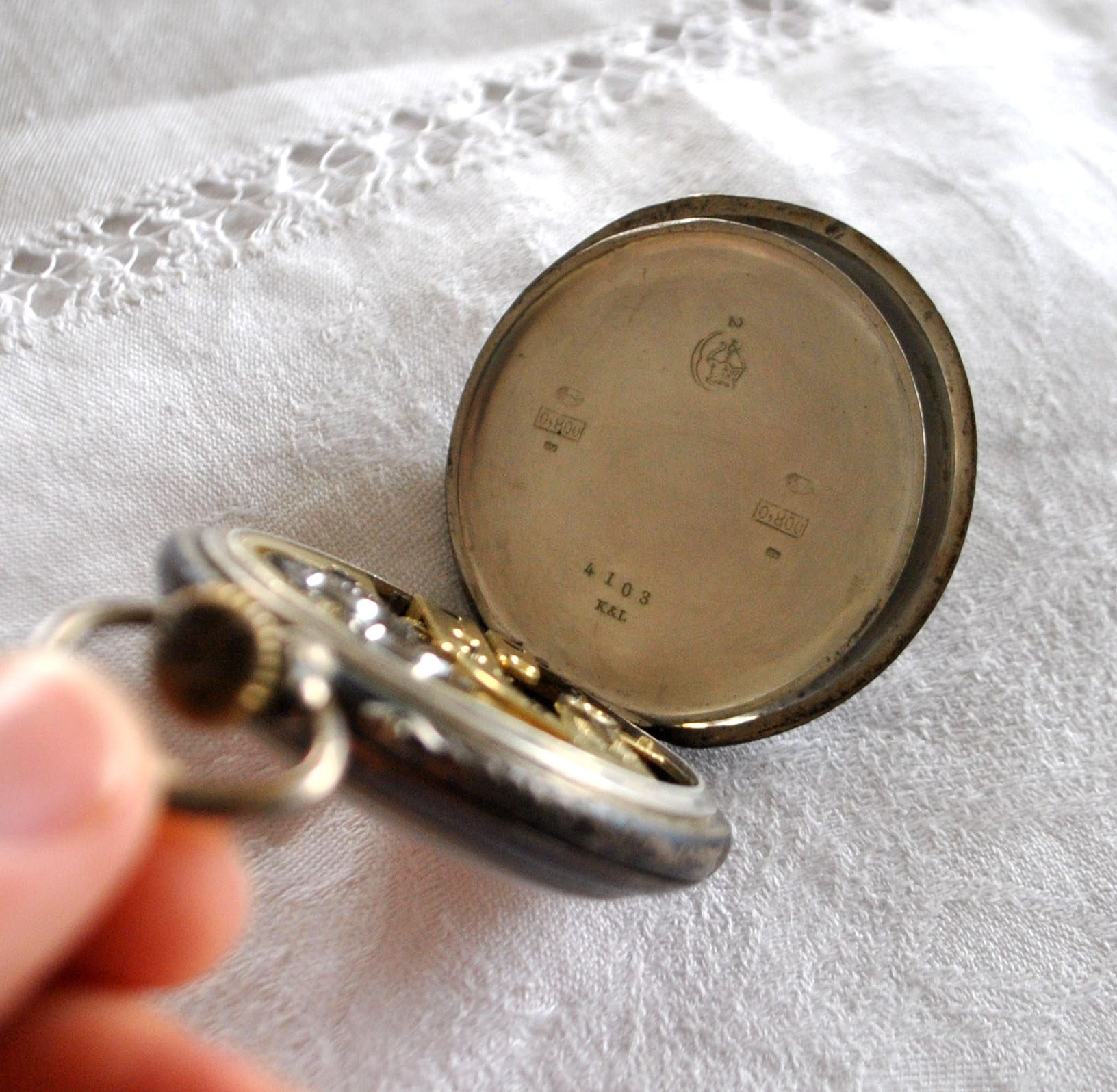 Montre gousset 1900 ARGENT 800 niel K&L Kordes Lichtenfels Pforzheim Fonctionne – Image 20