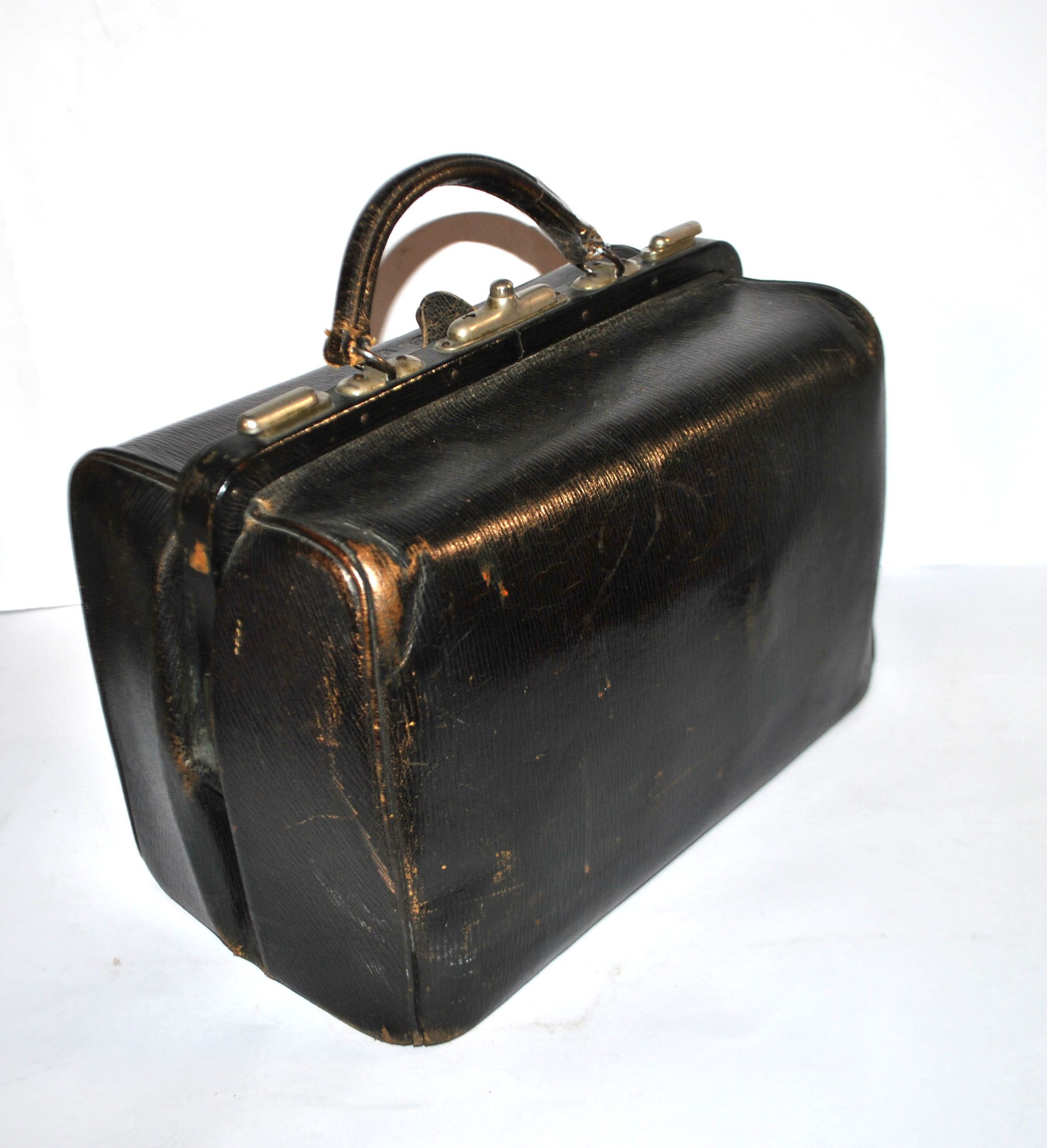 MOYNAT Sac de voyage ancien en cuir - mallette de docteur monogramme LM – Image 8