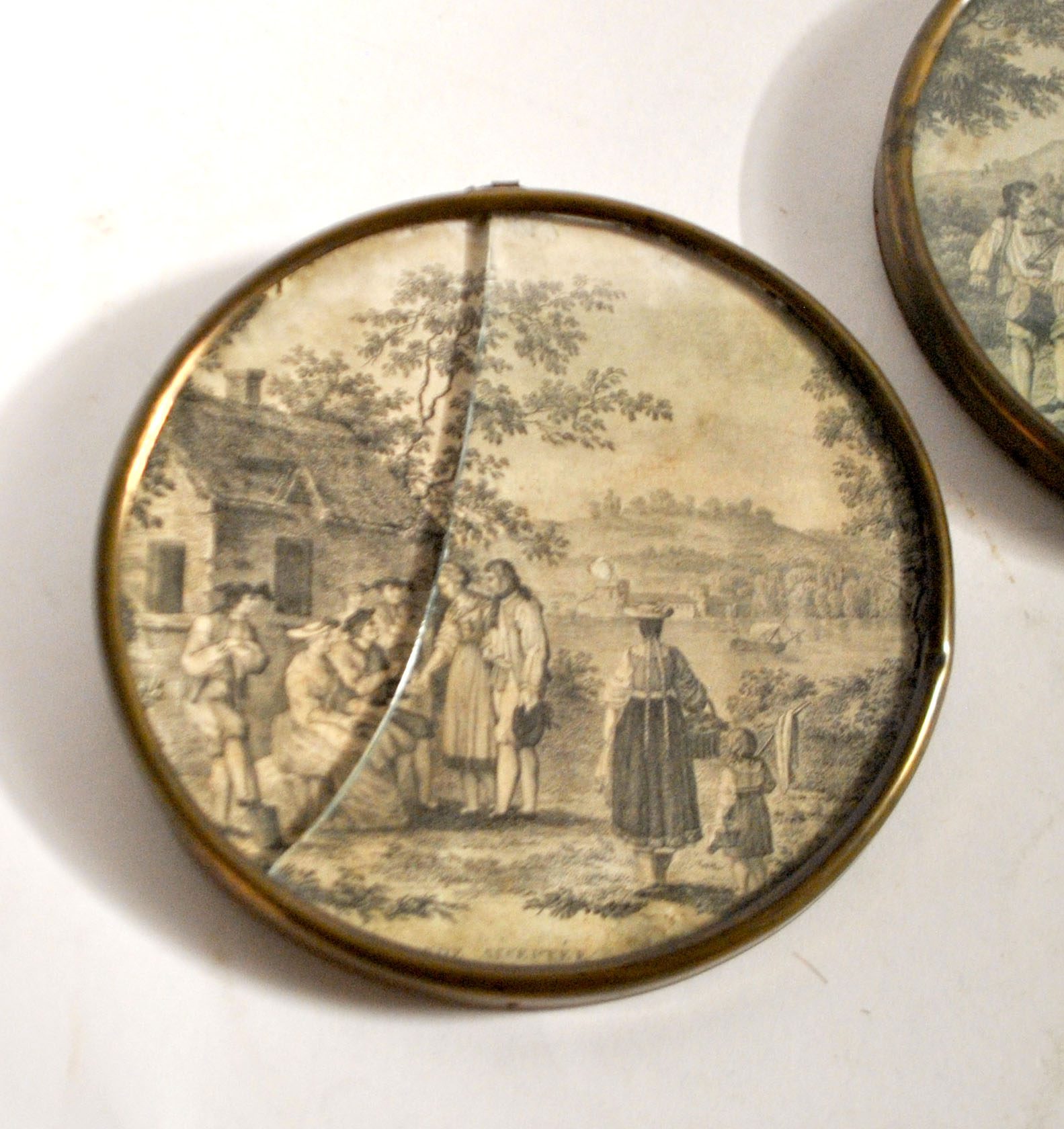 Lot 2 Tableaux médaillons Gravures romantiques Noce Mariage 1850 – Image 10
