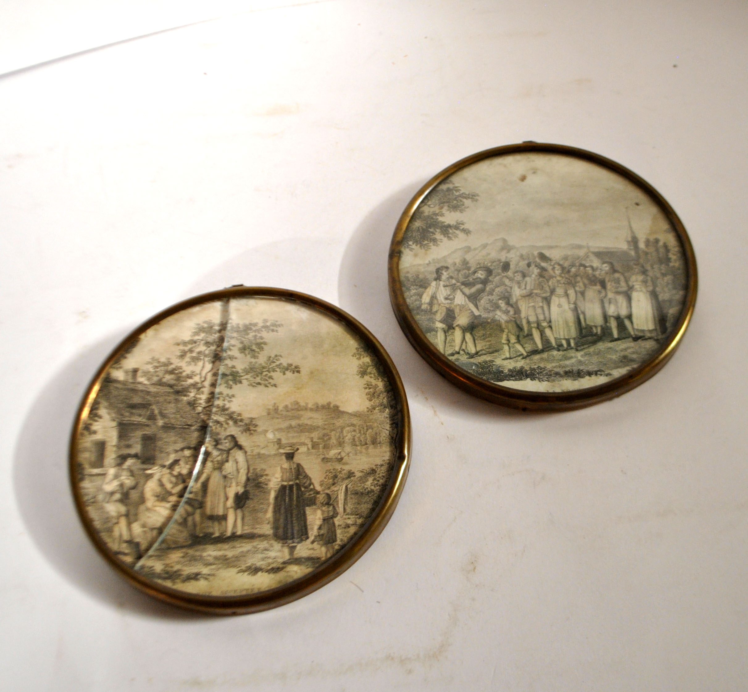 Lot 2 Tableaux médaillons Gravures romantiques Noce Mariage 1850 – Image 11