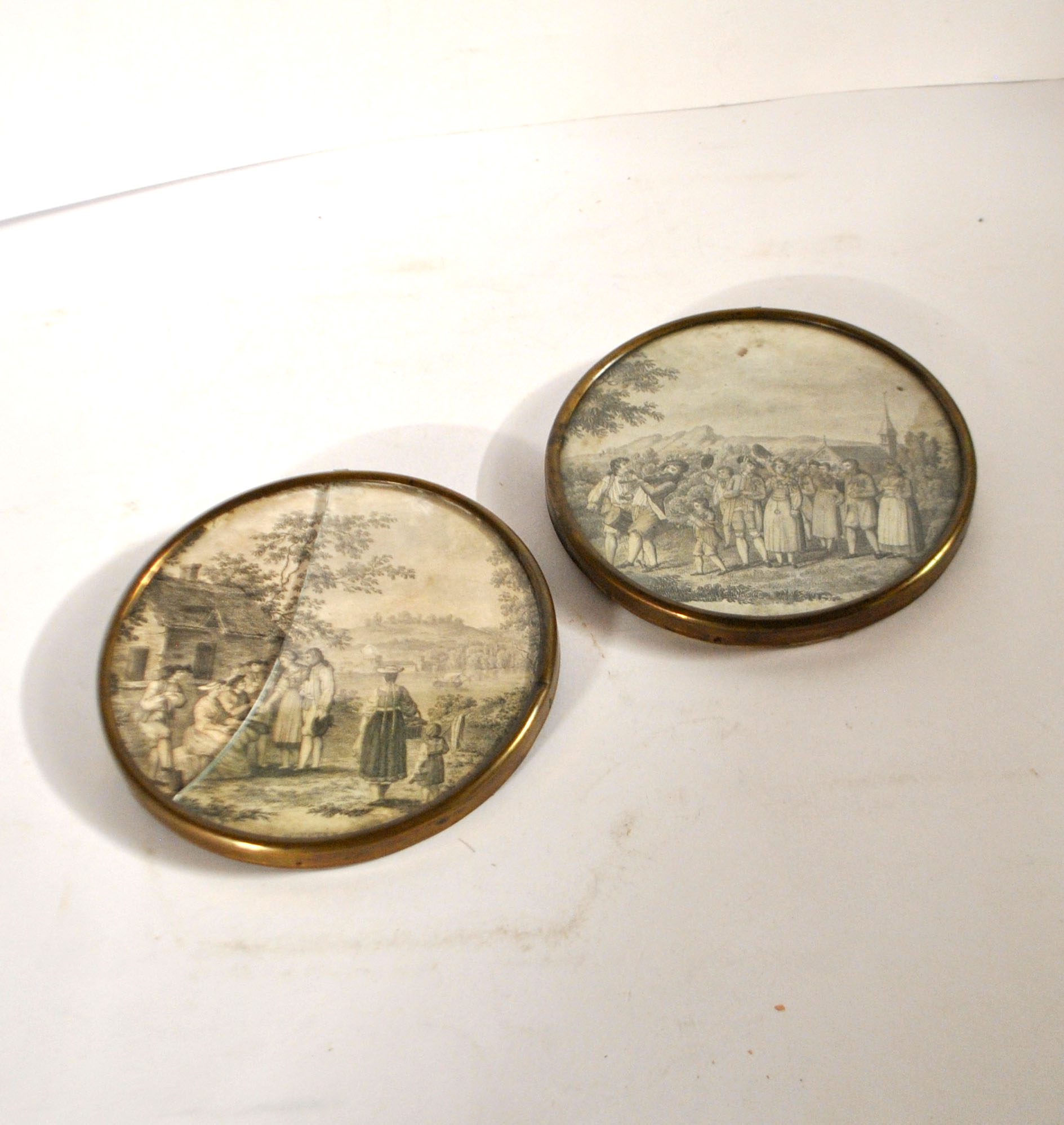 Lot 2 Tableaux médaillons Gravures romantiques Noce Mariage 1850 – Image 12