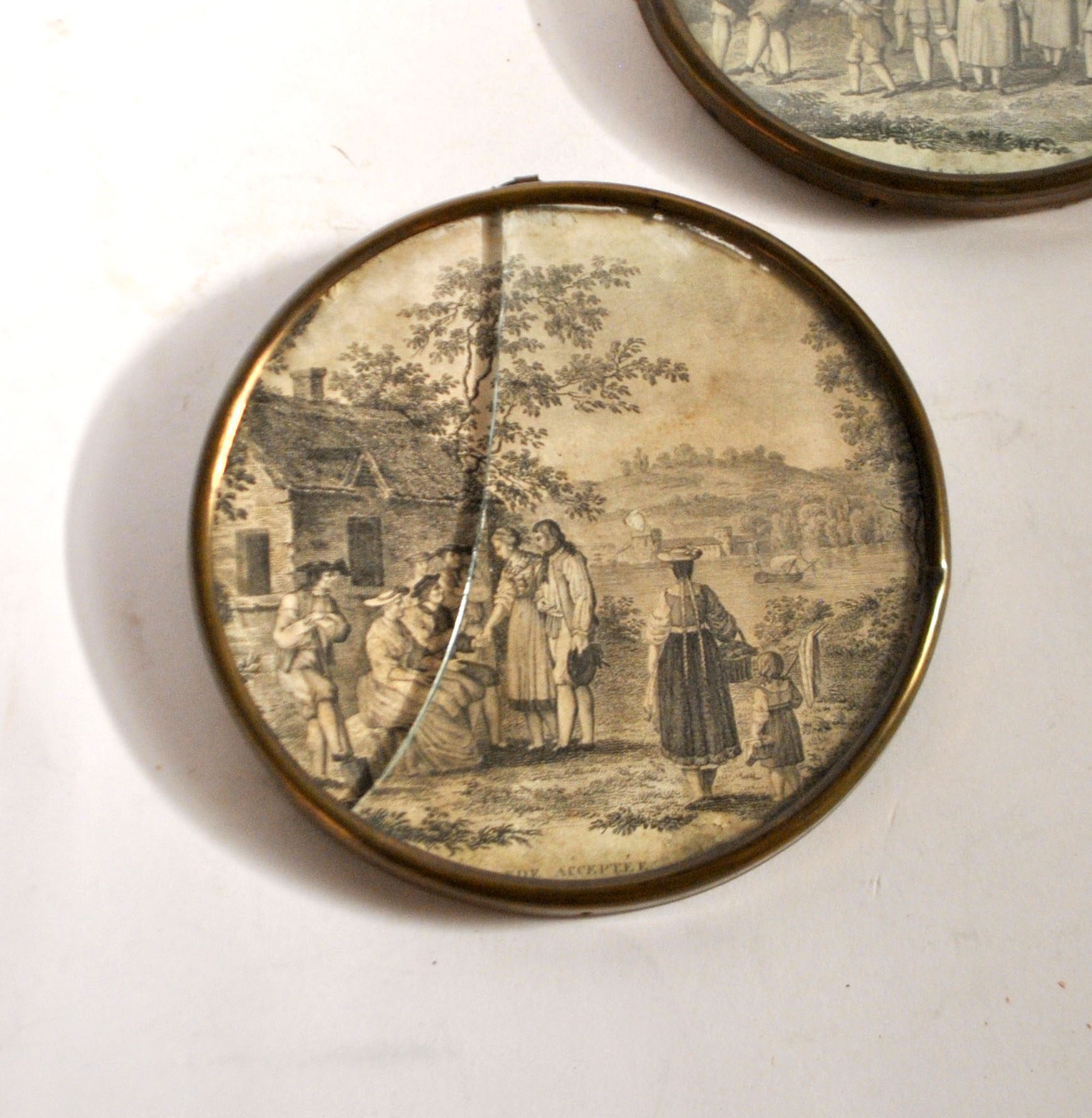 Lot 2 Tableaux médaillons Gravures romantiques Noce Mariage 1850 – Image 3