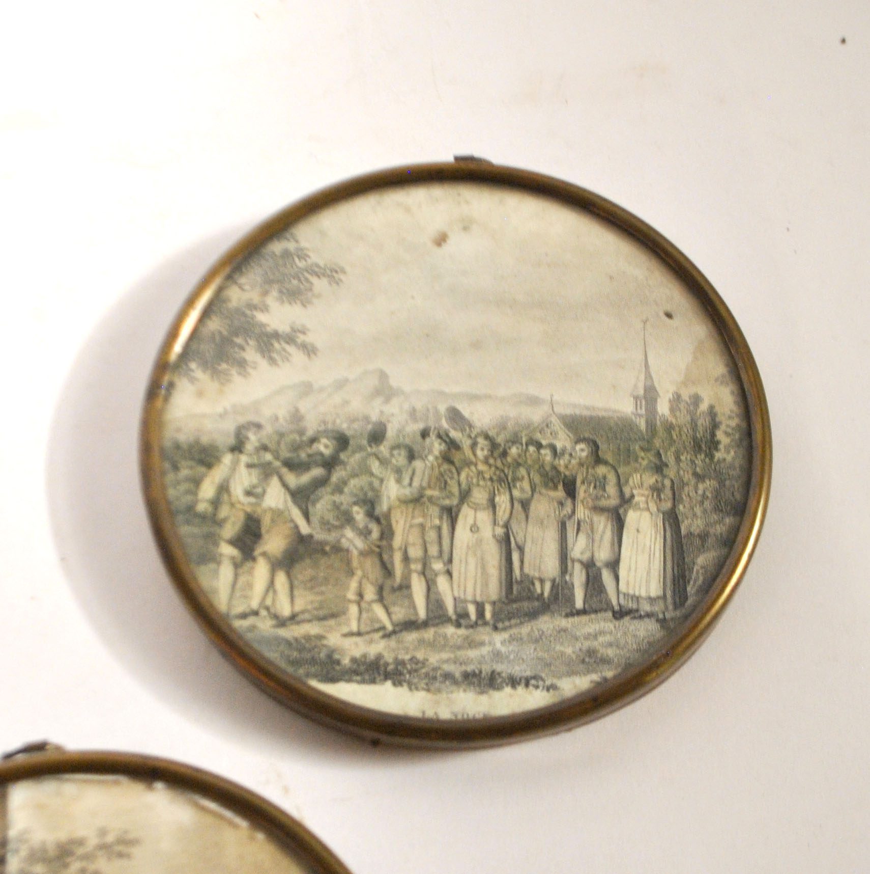 Lot 2 Tableaux médaillons Gravures romantiques Noce Mariage 1850 – Image 4